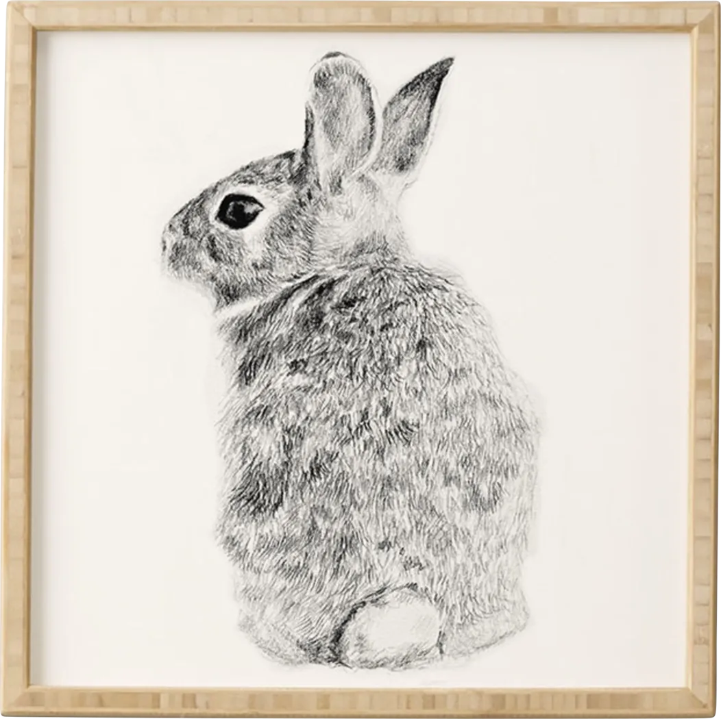 Kids Rabbit Drawing White Wall Art - Thumbnail - Image 1