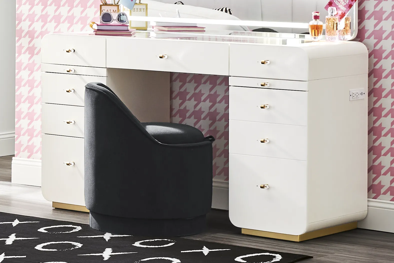 Kids Radiance White Double Pedestal Vanity Desk - Thumbnail - Image 3