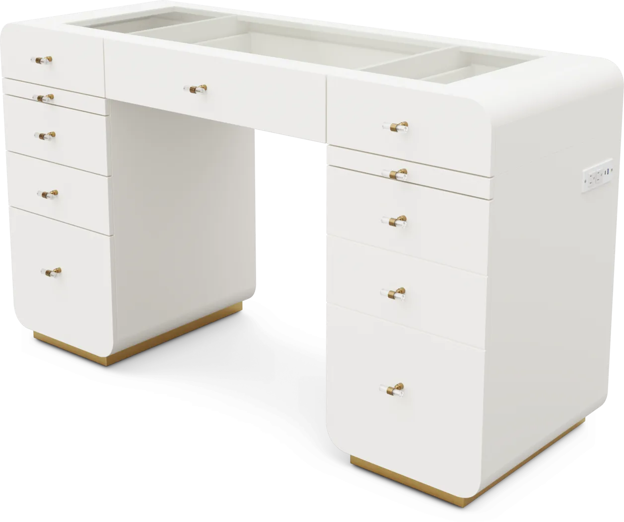 Kids Radiance White Double Pedestal Vanity Desk - Thumbnail - Image 1