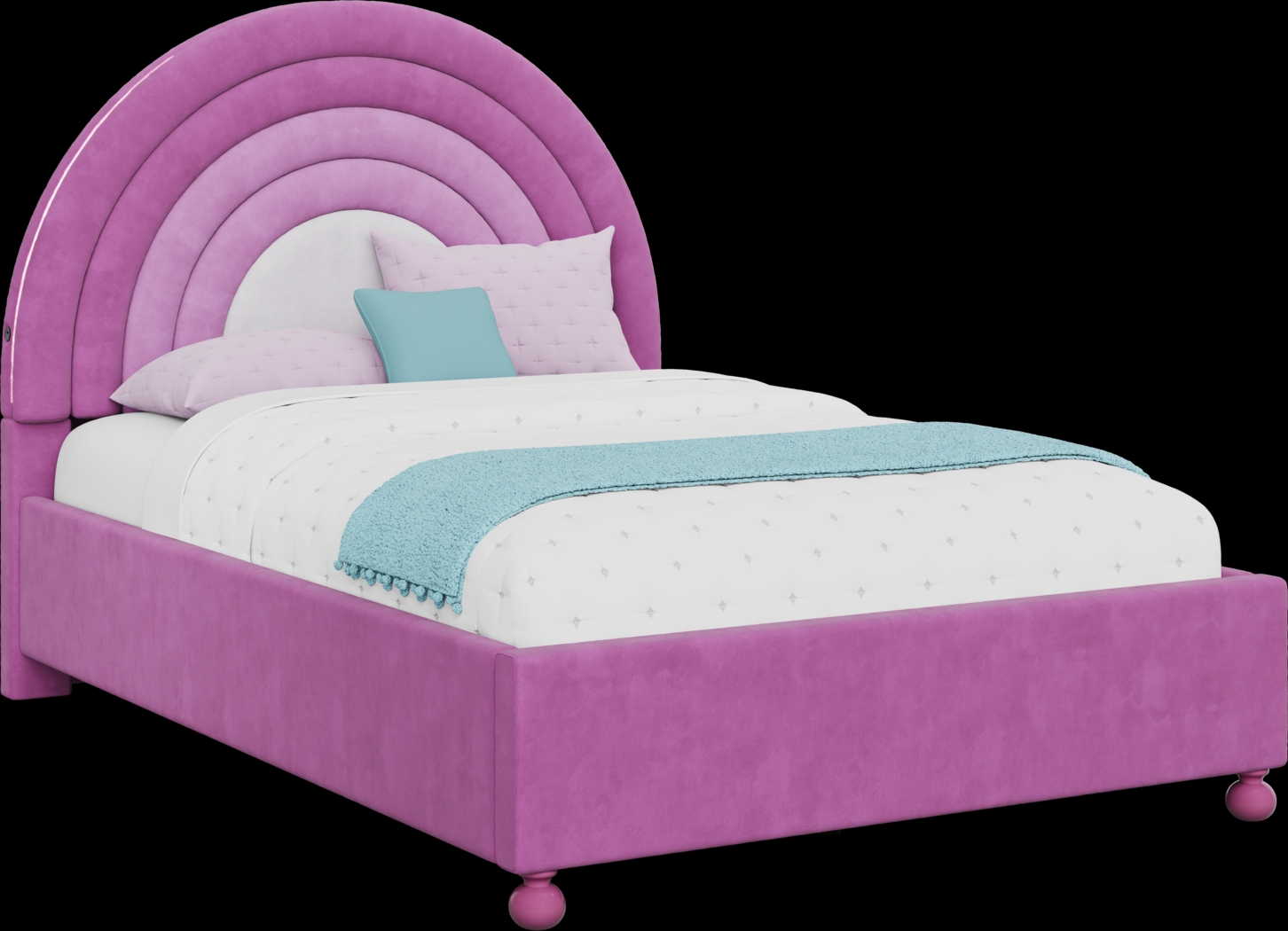 Kids Rainbow Joy Pink Full Upholstered Bed - Thumbnail - Image 1