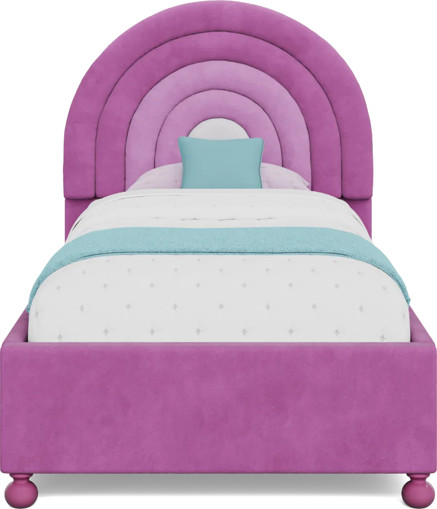 Kids Rainbow Joy Pink Twin Upholstered Bed - Thumbnail - Image 2