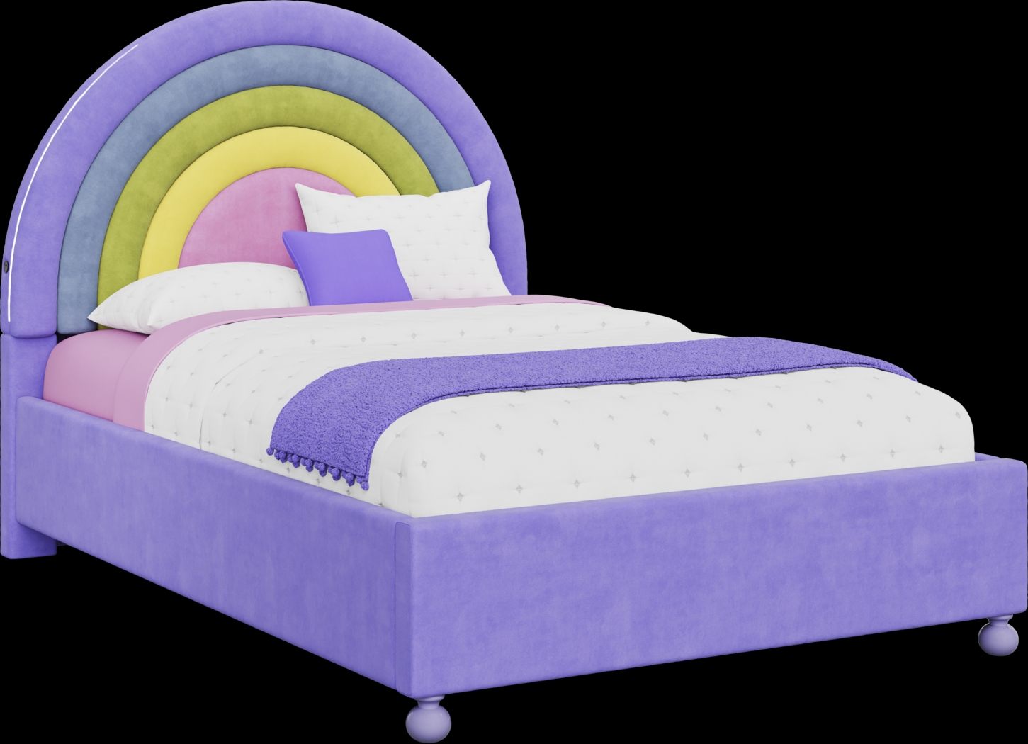 Kids Rainbow Joy Purple Full Upholstered Bed - Thumbnail - Image 1