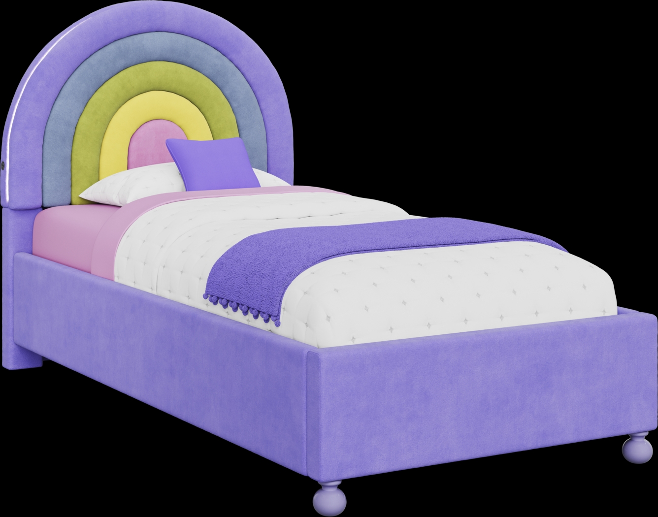 Kids Rainbow Joy Purple Twin Upholstered Bed - Thumbnail - Image 1