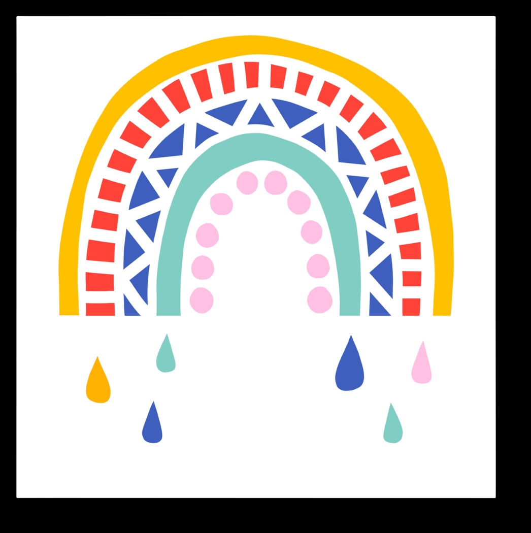 Kids Rainbow Mosaic White Artwork - Thumbnail - Image 1