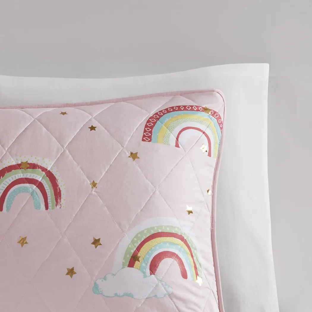 Kids Rainbow Smile Pink 3 Pc Twin Coverlet Set - Thumbnail - Image 5