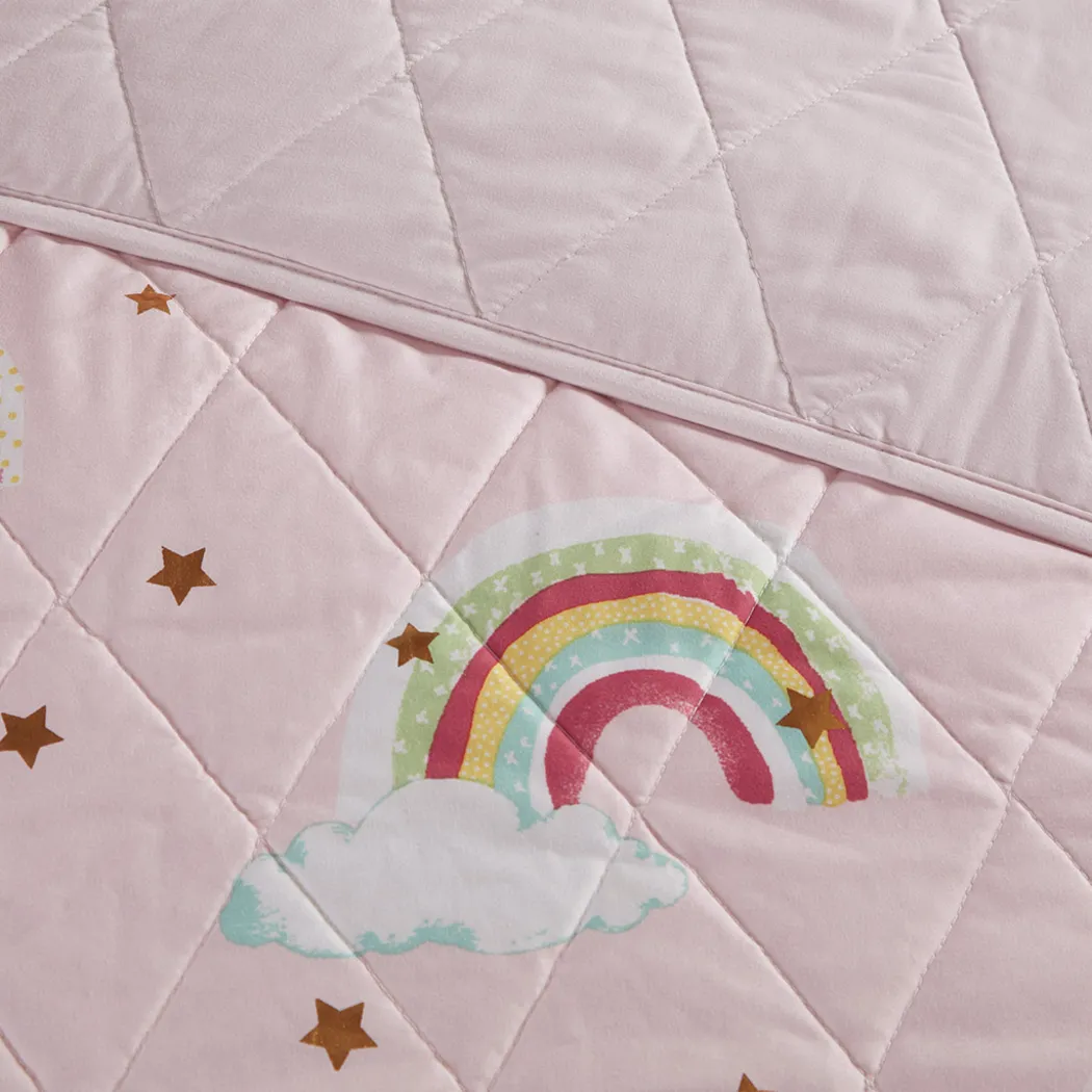 Kids Rainbow Smile Pink 3 Pc Twin Coverlet Set - Thumbnail - Image 8