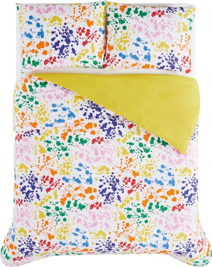 Kids Rainbow Splatter Multi 3 Pc Full/Queen Comforter Set - Thumbnail - Image 4