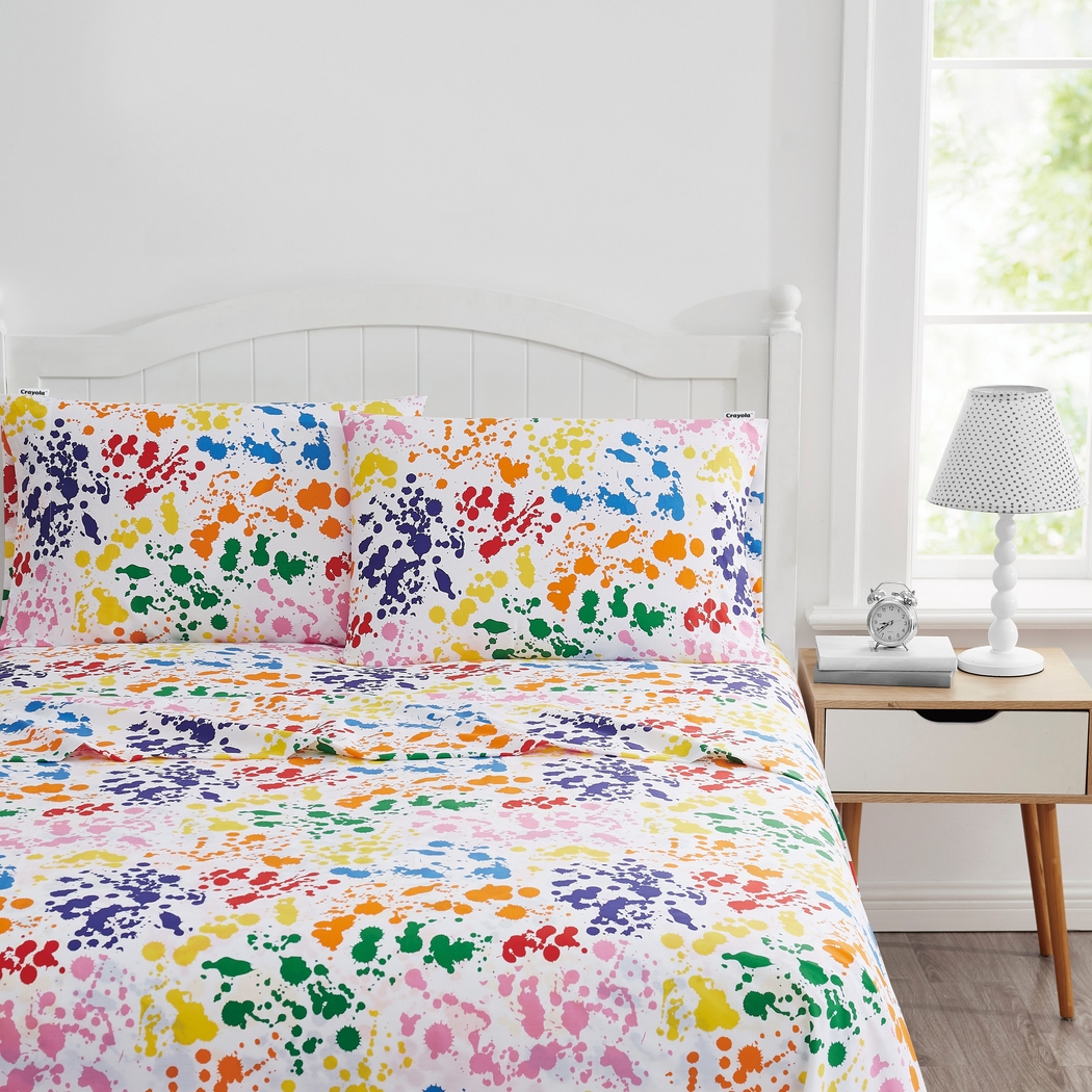 Kids Rainbow Splatter Multi 4 Pc Queen Sheet Set - Thumbnail - Image 3