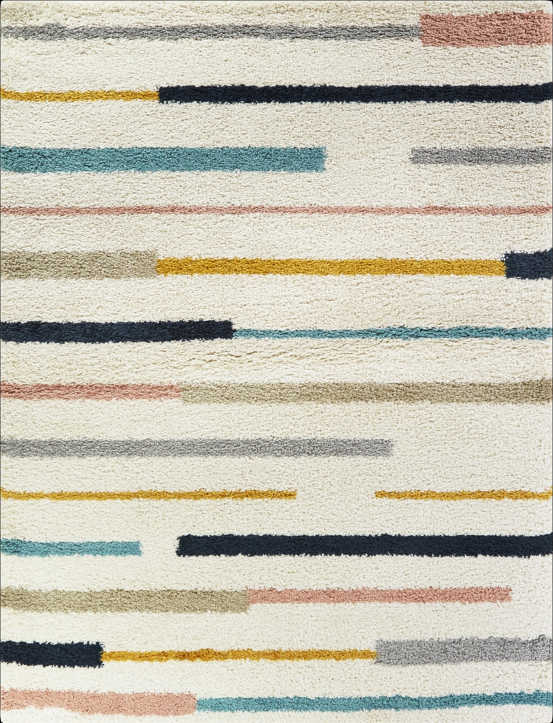 Kids Rainbow Stripe Cream 7'10 x 10' Rug - Thumbnail - Image 1