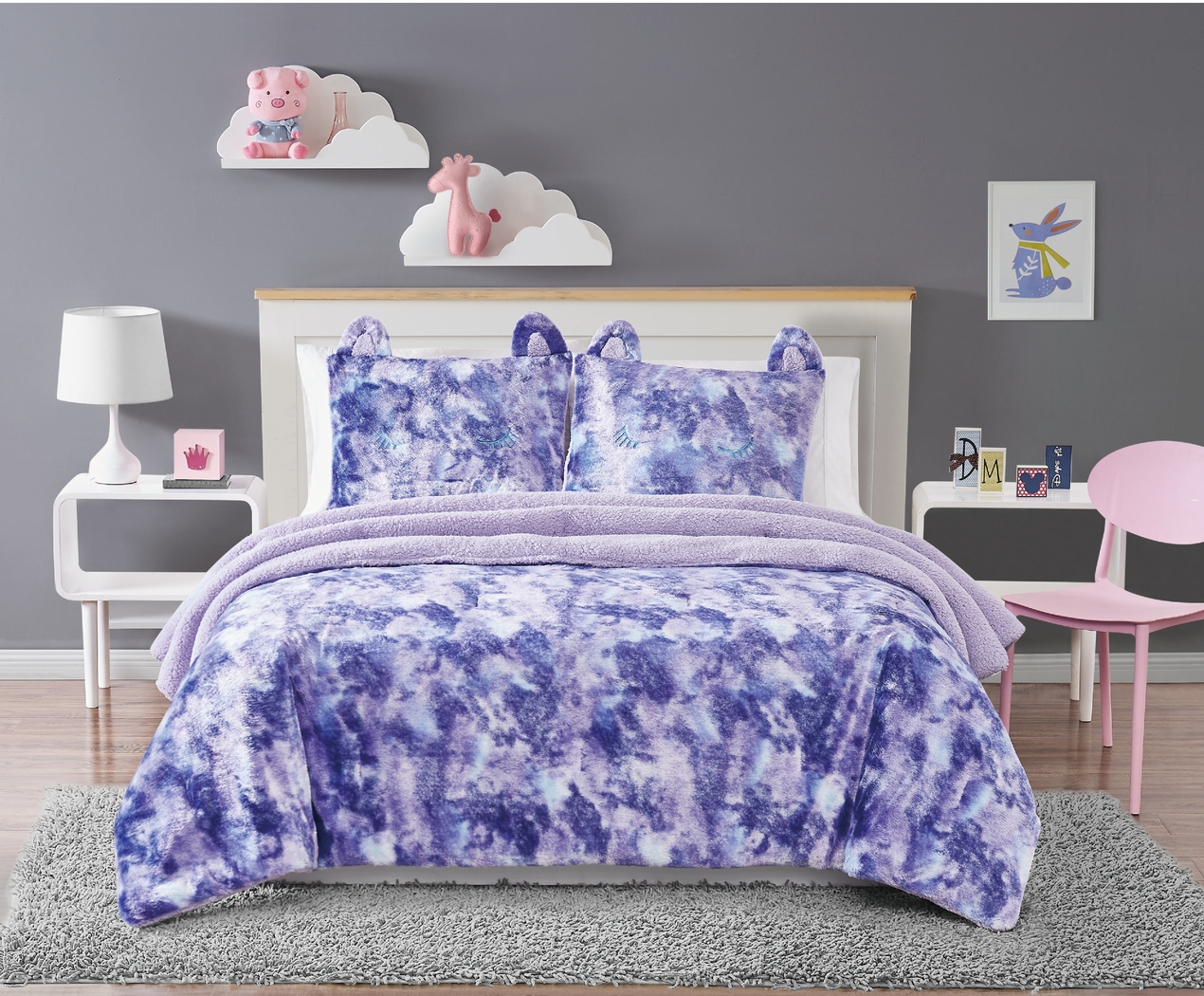 Kids Rainbow Sweetie Purple 2 Pc Twin Comforter Set - Thumbnail - Image 4