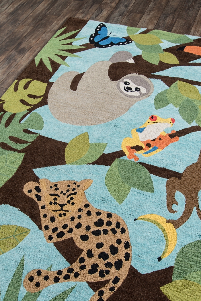 Kids Rainforest Friends Teal 5' x 7' Rug - Thumbnail - Image 2