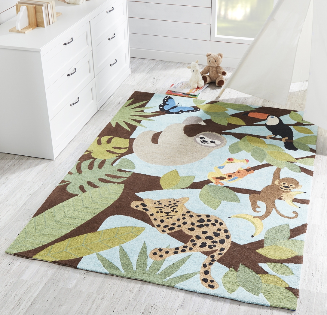 Kids Rainforest Friends Teal 5' x 7' Rug - Thumbnail - Image 6