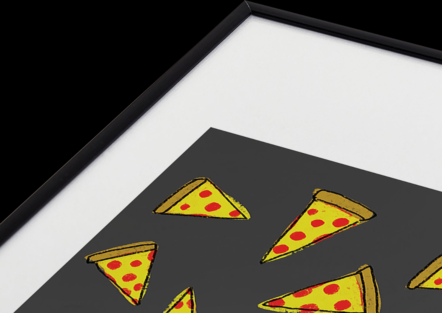 Kids Raining Pizza Black Metal Framed Print - Thumbnail - Image 3