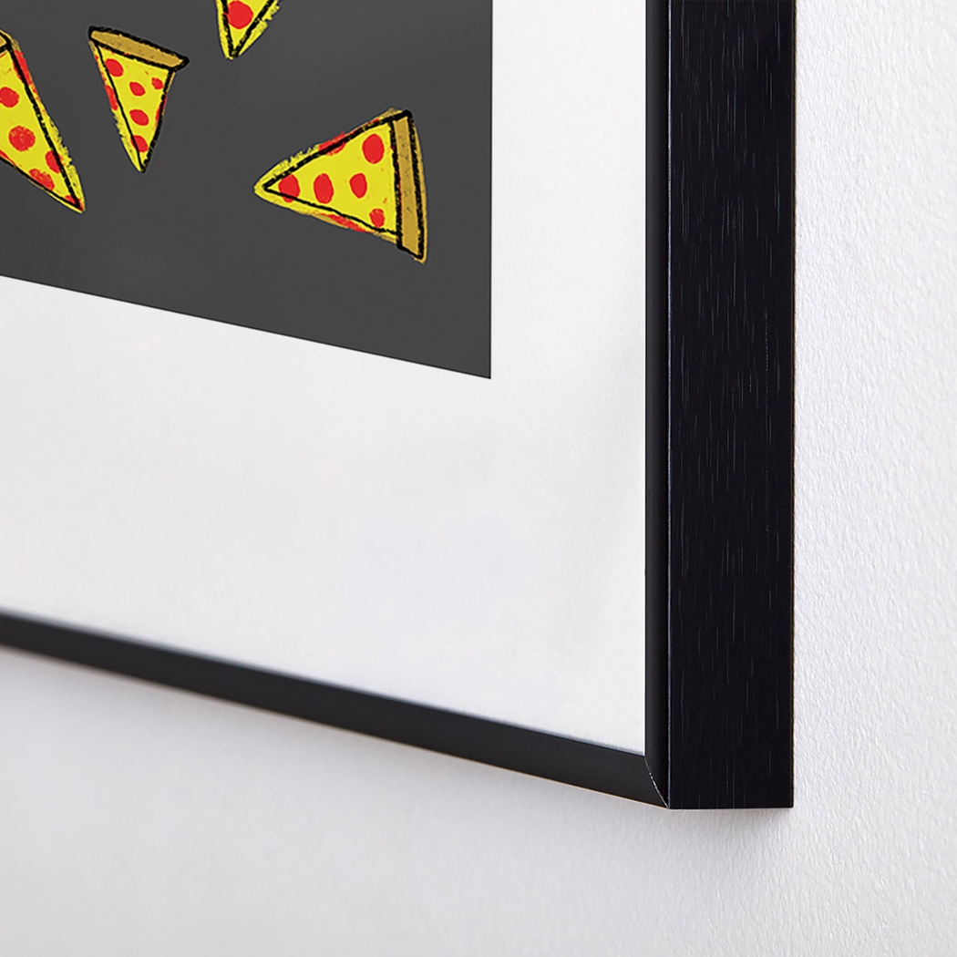 Kids Raining Pizza Black Metal Framed Print - Thumbnail - Image 4