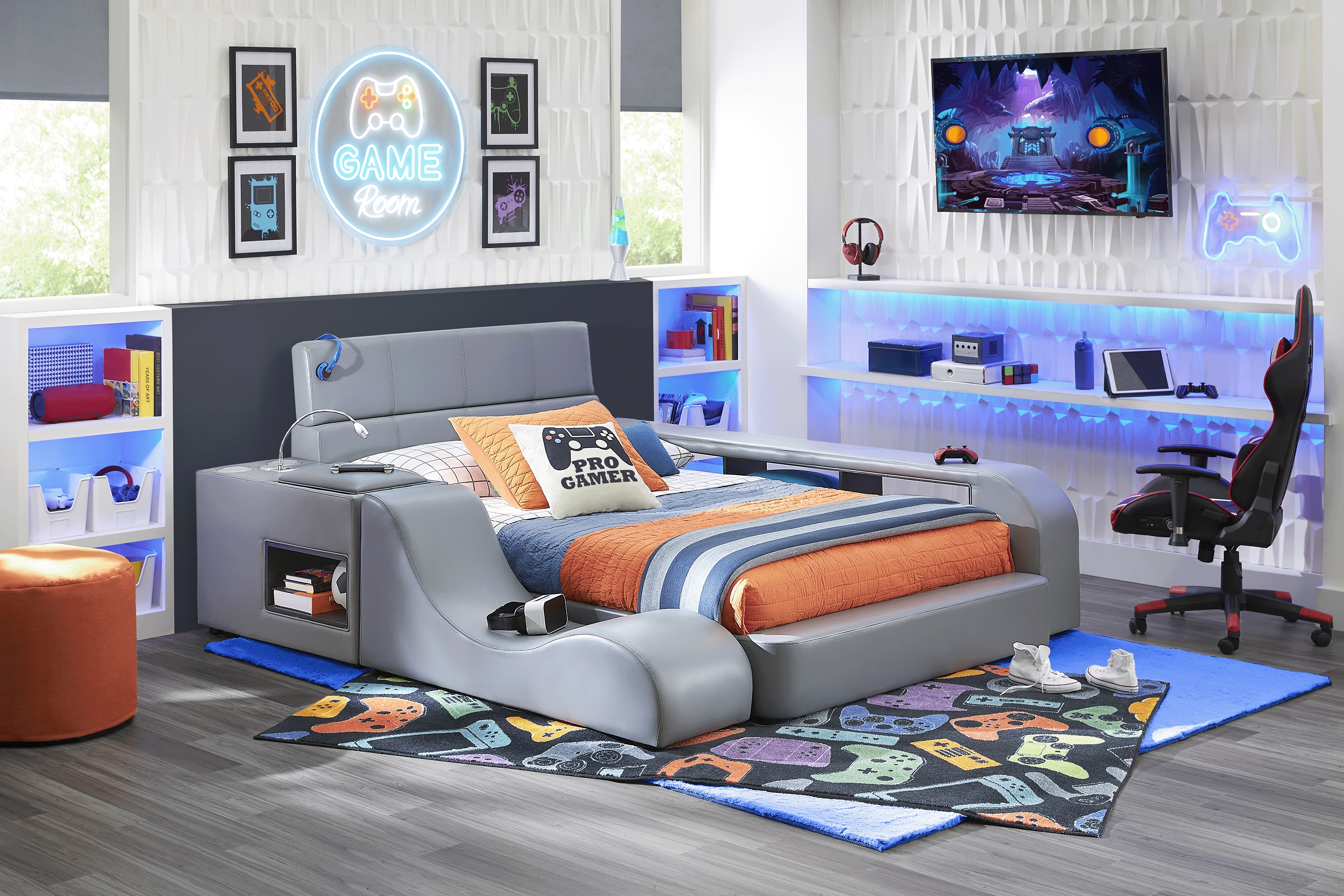 Kids reGen™ Recharged Gray 6 Pc Full Bed with Nightstand, Bookcase and Lounger - Thumbnail - Image 2