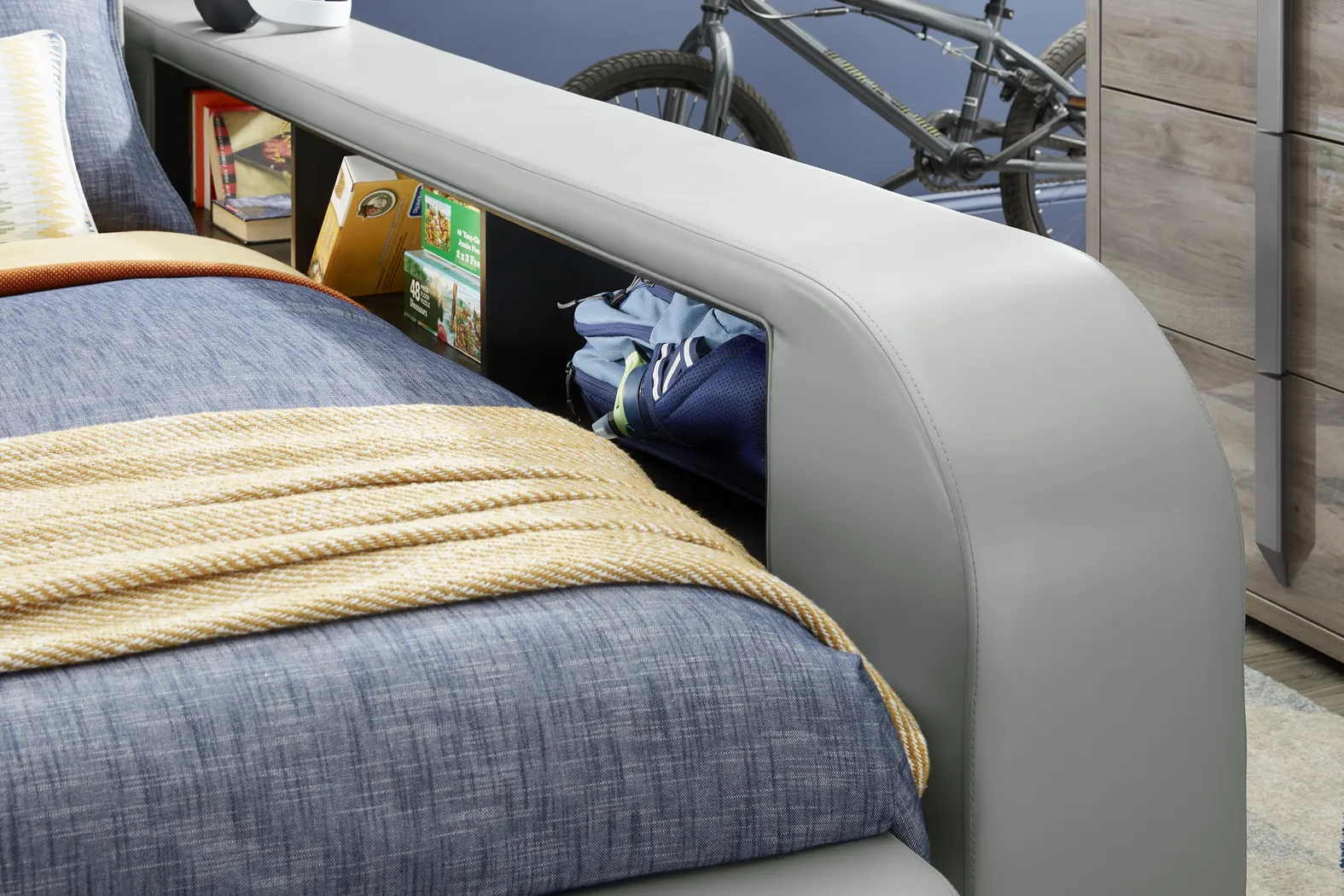 Kids ReGen™ Recharged Gray Full Bed with Nightstand and Bookcase - Thumbnail - Image 2