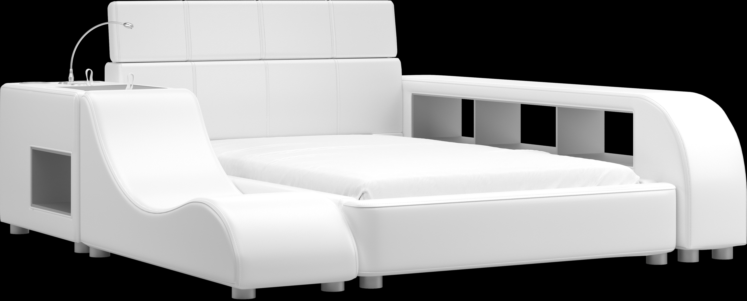 Kids Modern Colors Pink 8 Pc Bedroom with Recharged White Full Bed, Nightstand, Lounger, Bookcase - Thumbnail - Image 3