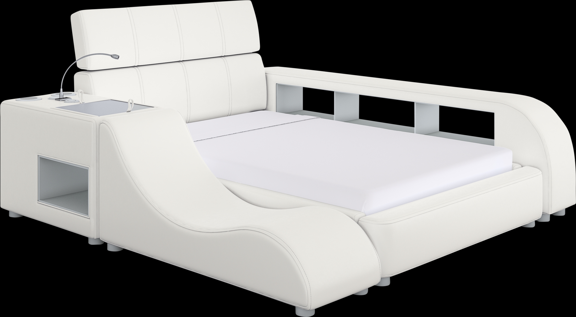 Kids Modern Colors Pink 8 Pc Bedroom with Recharged White Twin Bed, Nightstand, Lounger, Bookcase - Thumbnail - Image 3