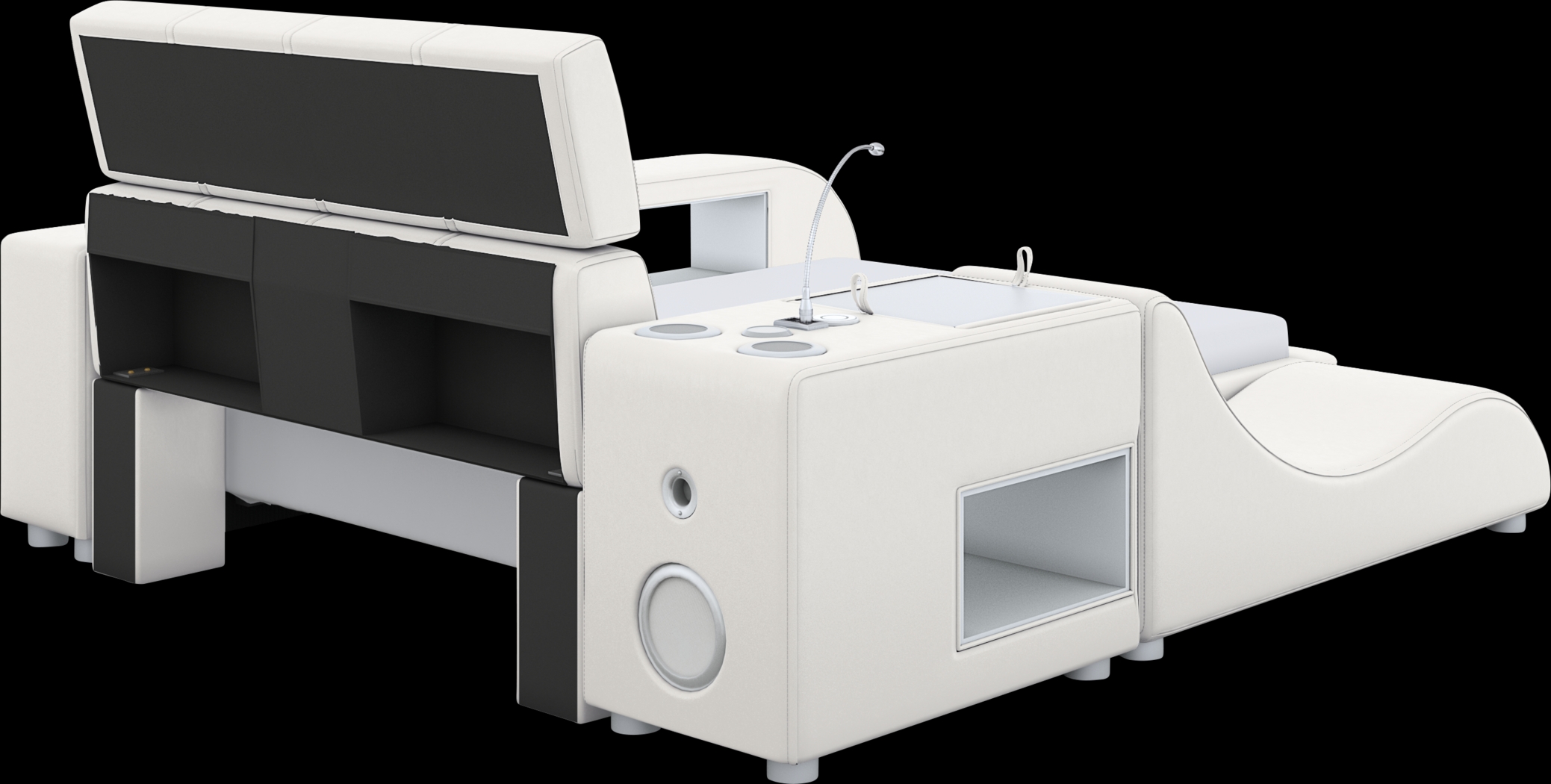 Kids Modern Colors Pink 8 Pc Bedroom with Recharged White Twin Bed, Nightstand, Lounger, Bookcase - Thumbnail - Image 4