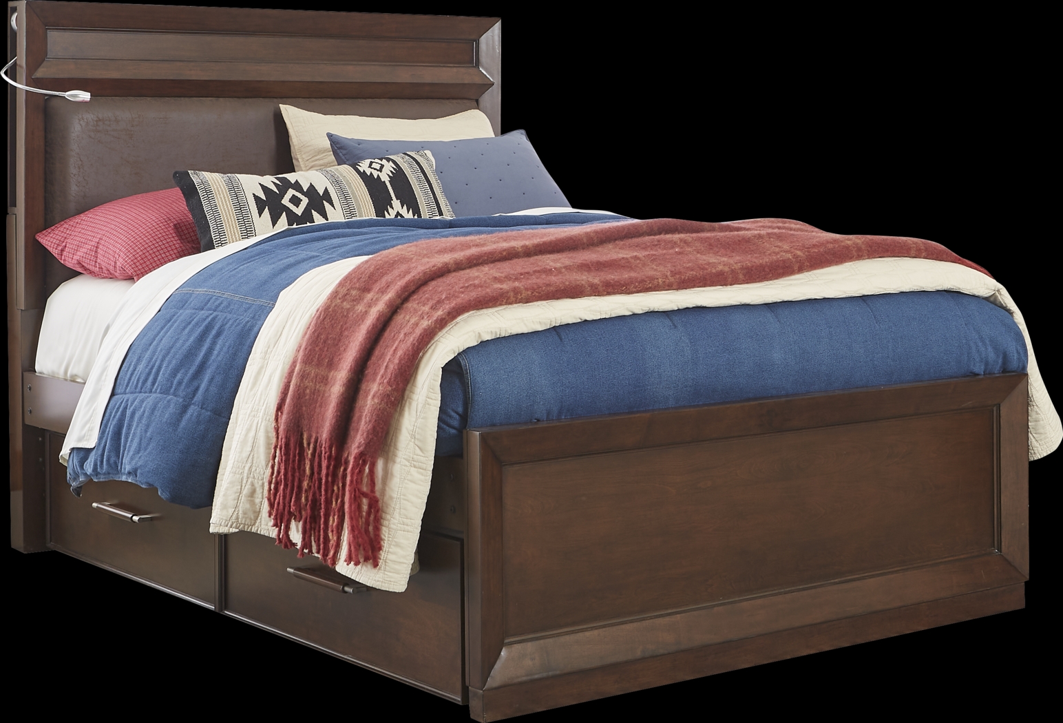 Kids reGen™ Zaine Brown Cherry 5 Pc Twin Upholstered Bedroom with Twin Storage Trundle - Thumbnail - Image 2