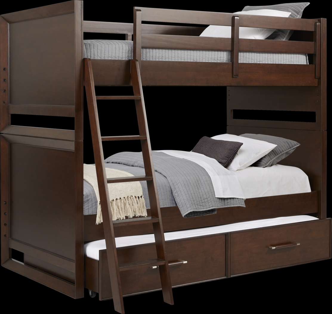 Kids reGen™ Zaine Brown Cherry Twin/Twin Bunk with Twin Storage Trundle - Thumbnail - Image 1