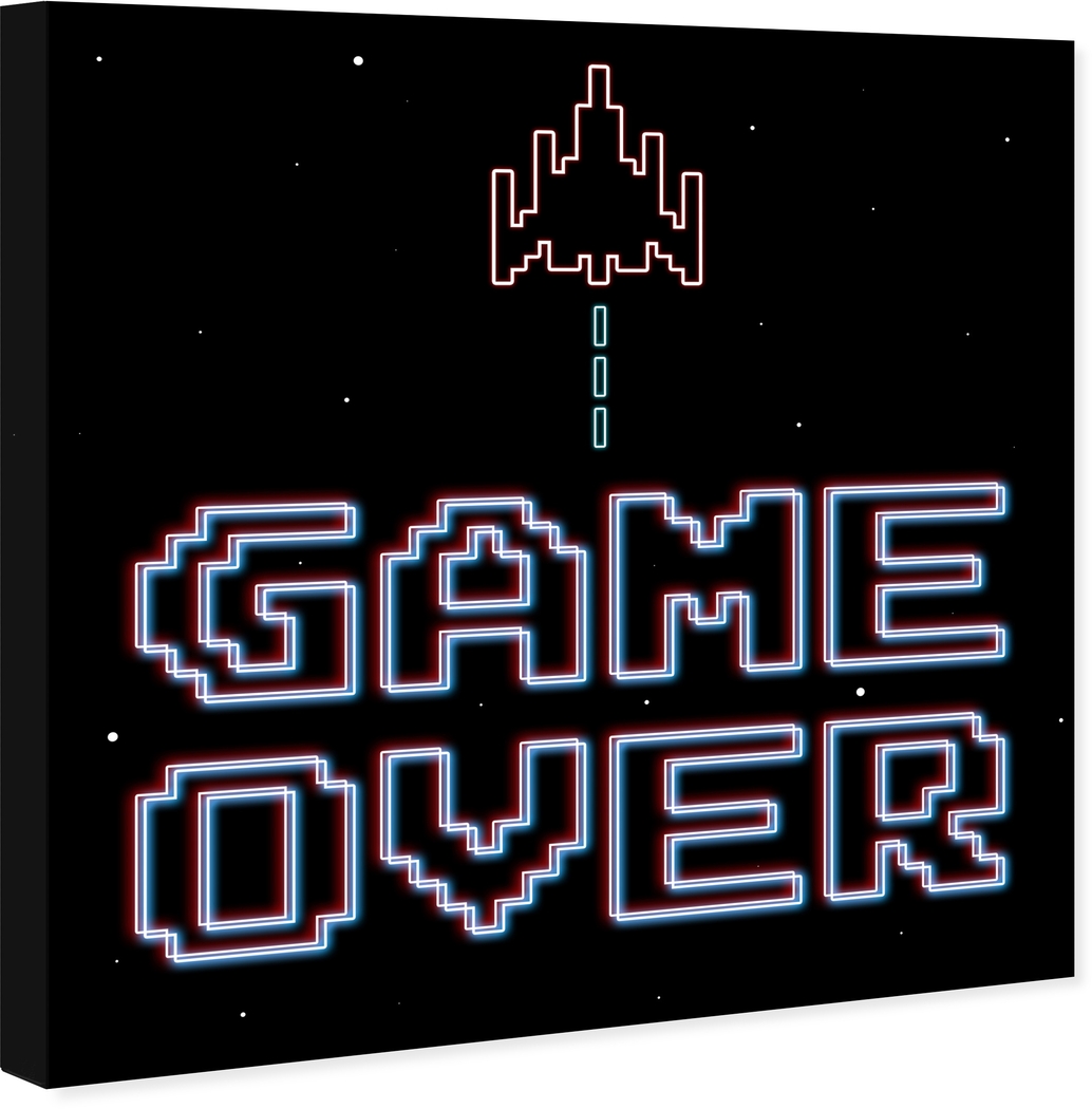 Kids Retro Game Over Black Medium Wall Art - Thumbnail - Image 2