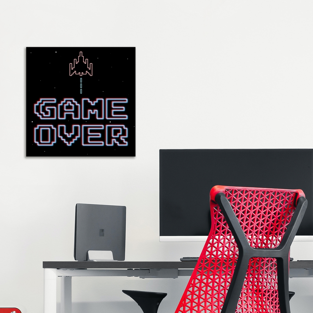 Kids Retro Game Over Black Medium Wall Art - Thumbnail - Image 3