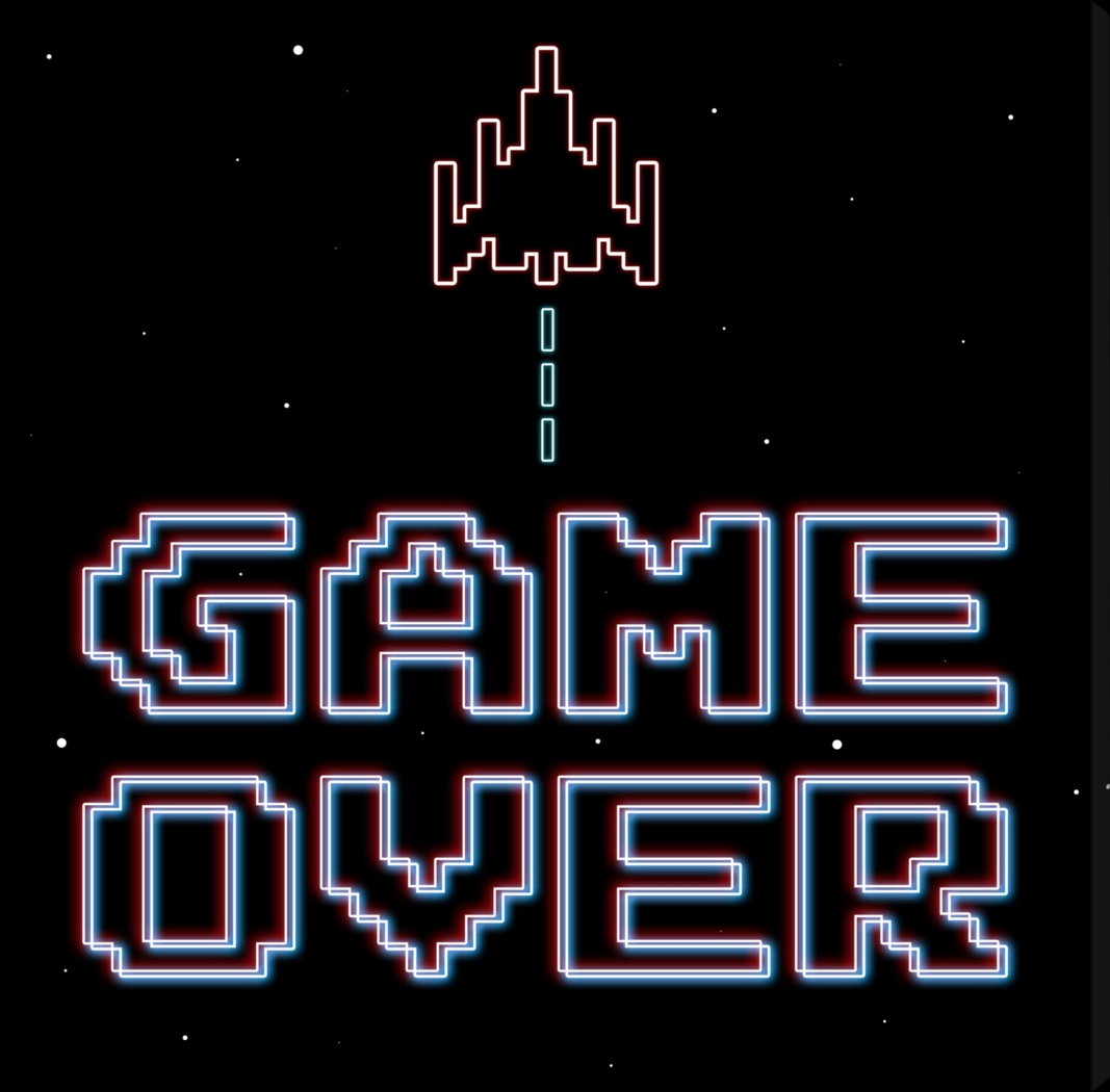 Kids Retro Game Over Black Medium Wall Art - Thumbnail - Image 1