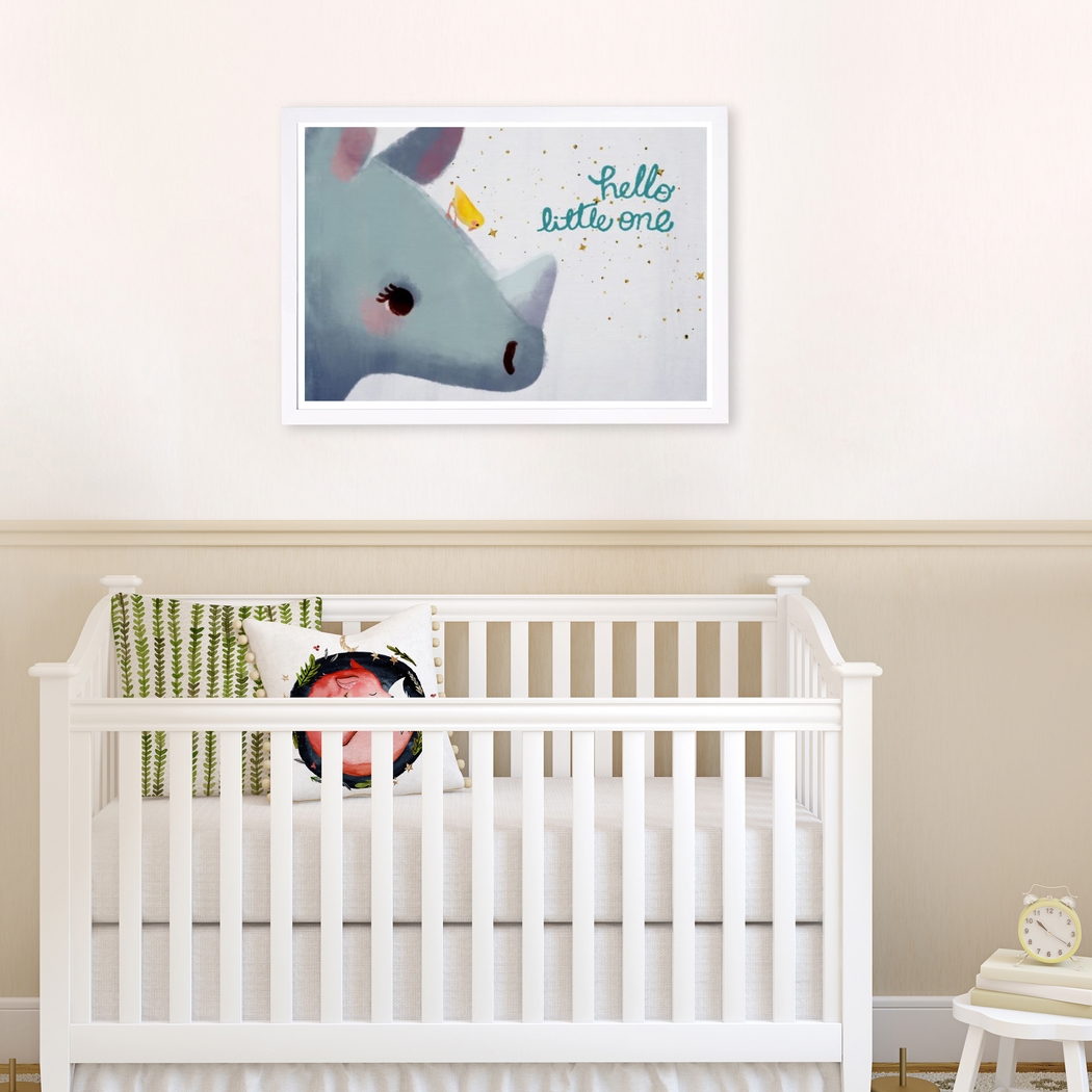 Kids Rhino and Bird Blue Wall Art - Thumbnail - Image 3