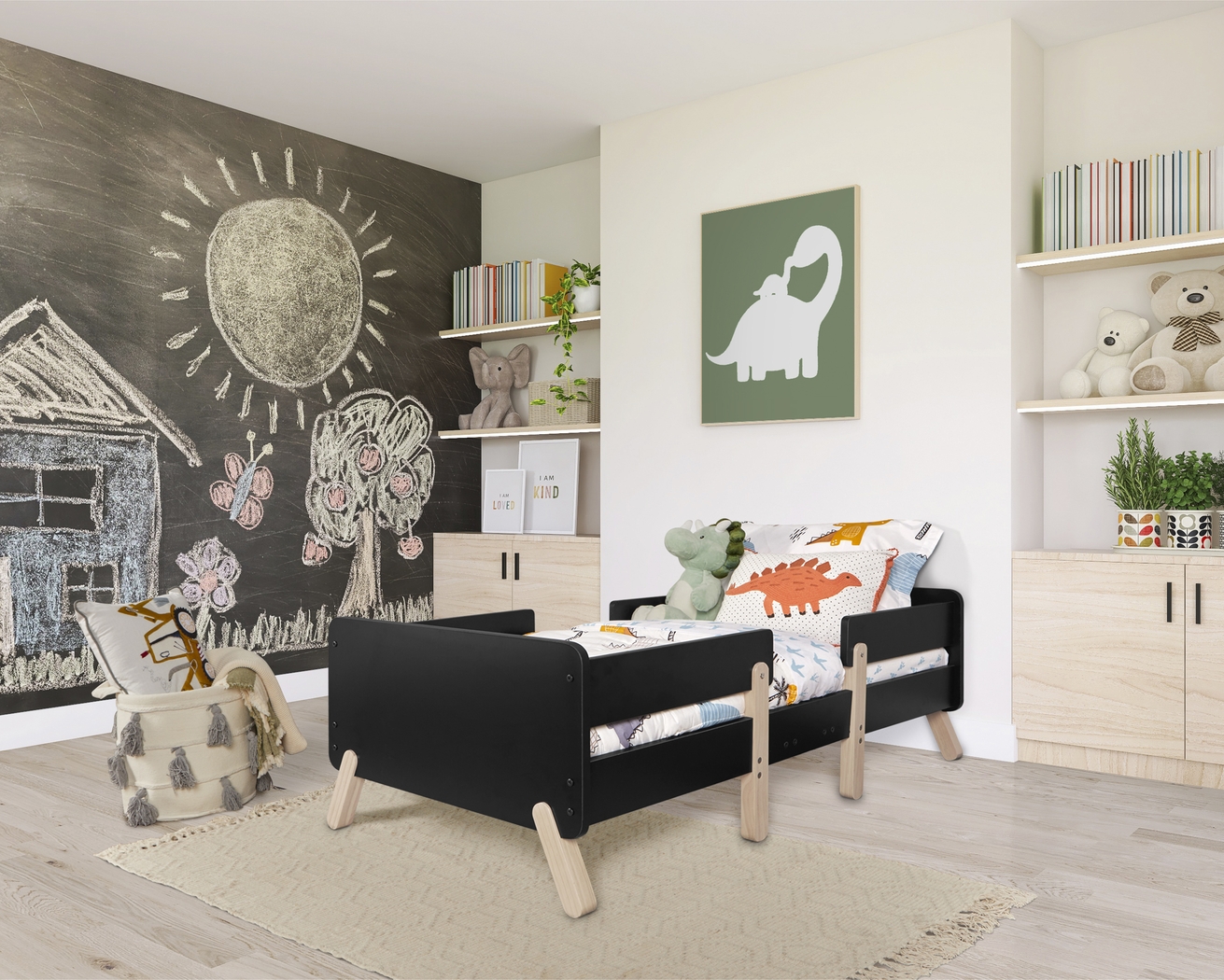 Kids Rhysa Black Toddler Bed - Thumbnail - Image 2