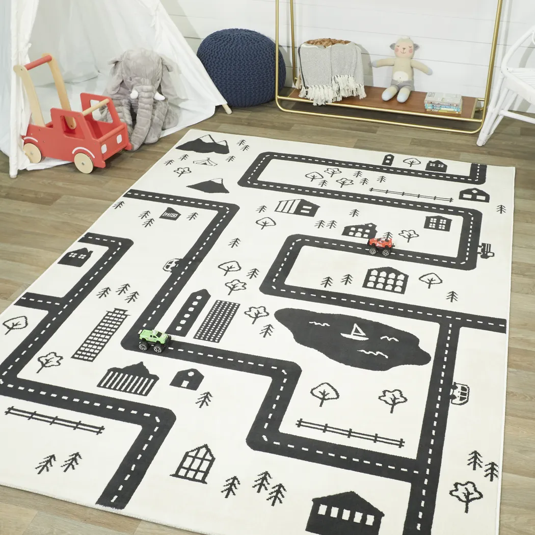 Kids Road Trip Fun Ivory 3'11 x 5'7 Rug - Thumbnail - Image 2
