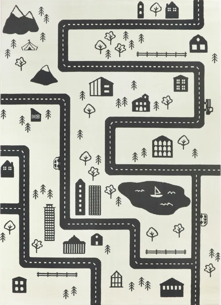 Kids Road Trip Fun Ivory 3'11 x 5'7 Rug - Thumbnail - Image 1
