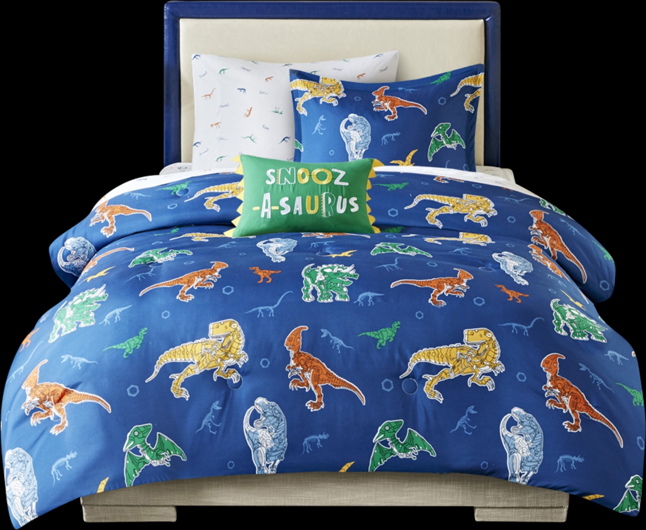 Kids Roar-A-Saurus Blue 8 Pc Full Comforter Set - Thumbnail - Image 2