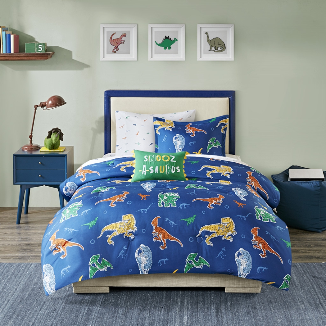 Kids Roar-A-Saurus Blue 8 Pc Full Comforter Set - Thumbnail - Image 12