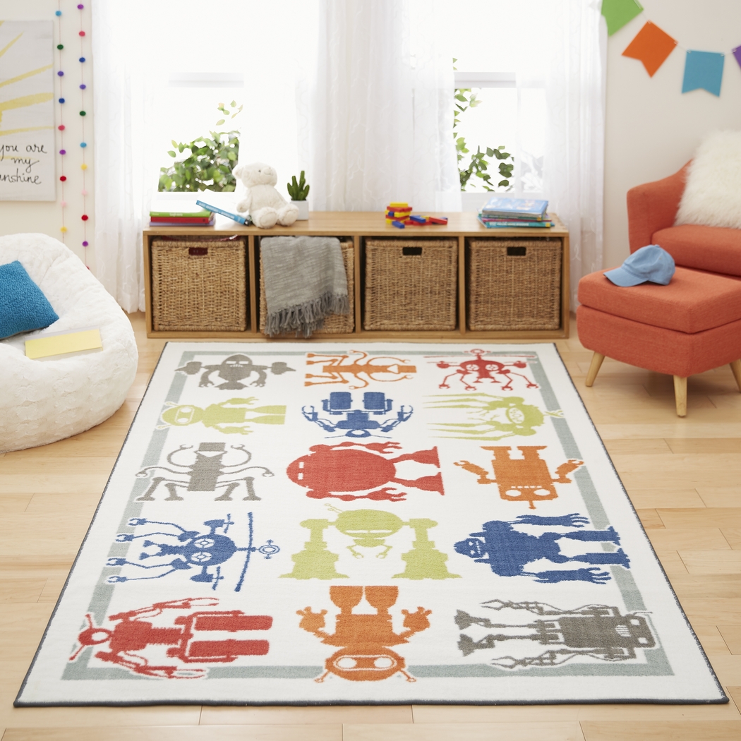 Kids Robo Squad White 5' x 8' Rug - Thumbnail - Image 2