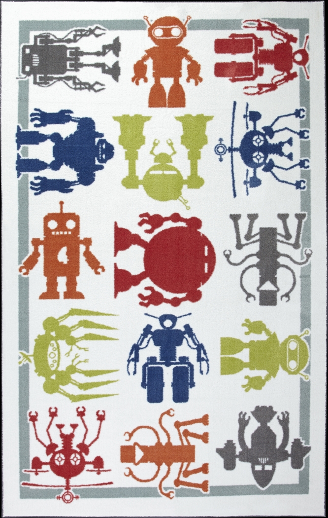 Kids Robo Squad White 5' x 8' Rug - Thumbnail - Image 1