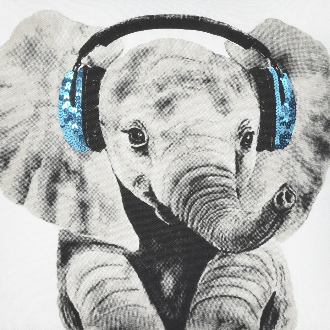 Kids Rock Star Elephant White Accent Pillow - Thumbnail - Image 5