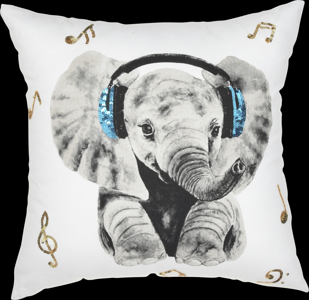 Kids Rock Star Elephant White Accent Pillow - Thumbnail - Image 1