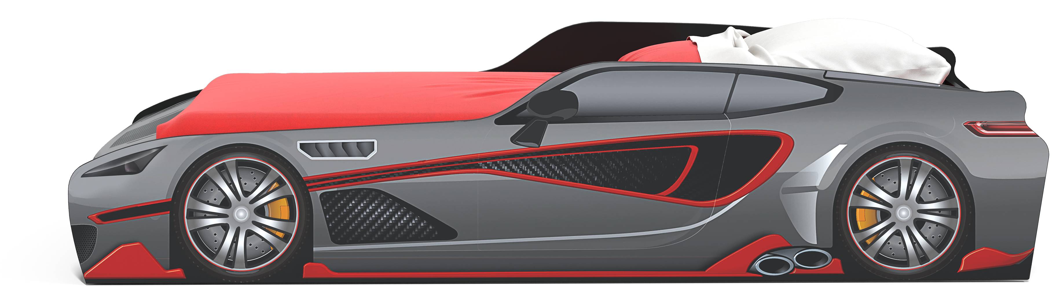 Kids Rocket Fuel Gray Twin Car Bed - Thumbnail - Image 3