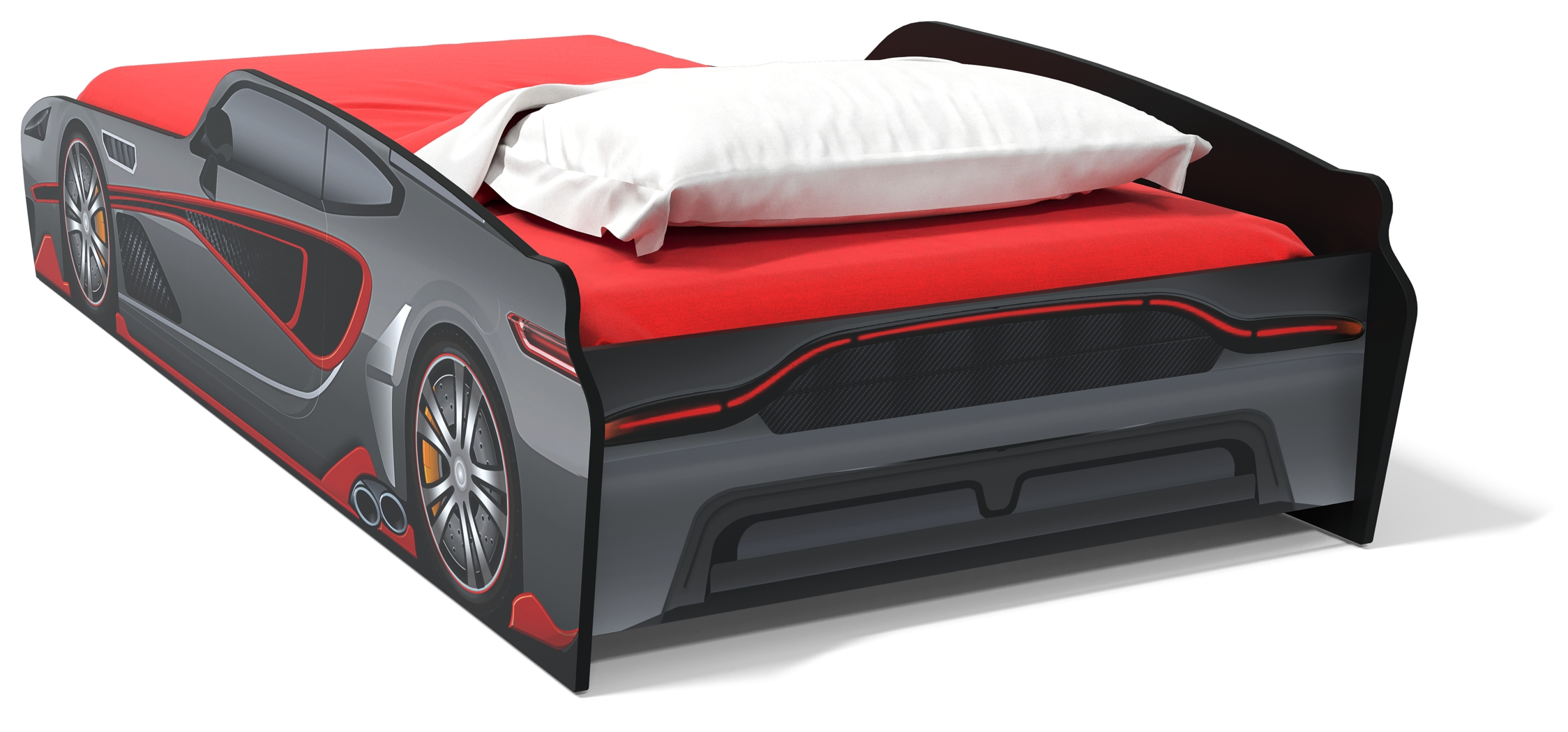 Kids Rocket Fuel Gray Twin Car Bed - Thumbnail - Image 4