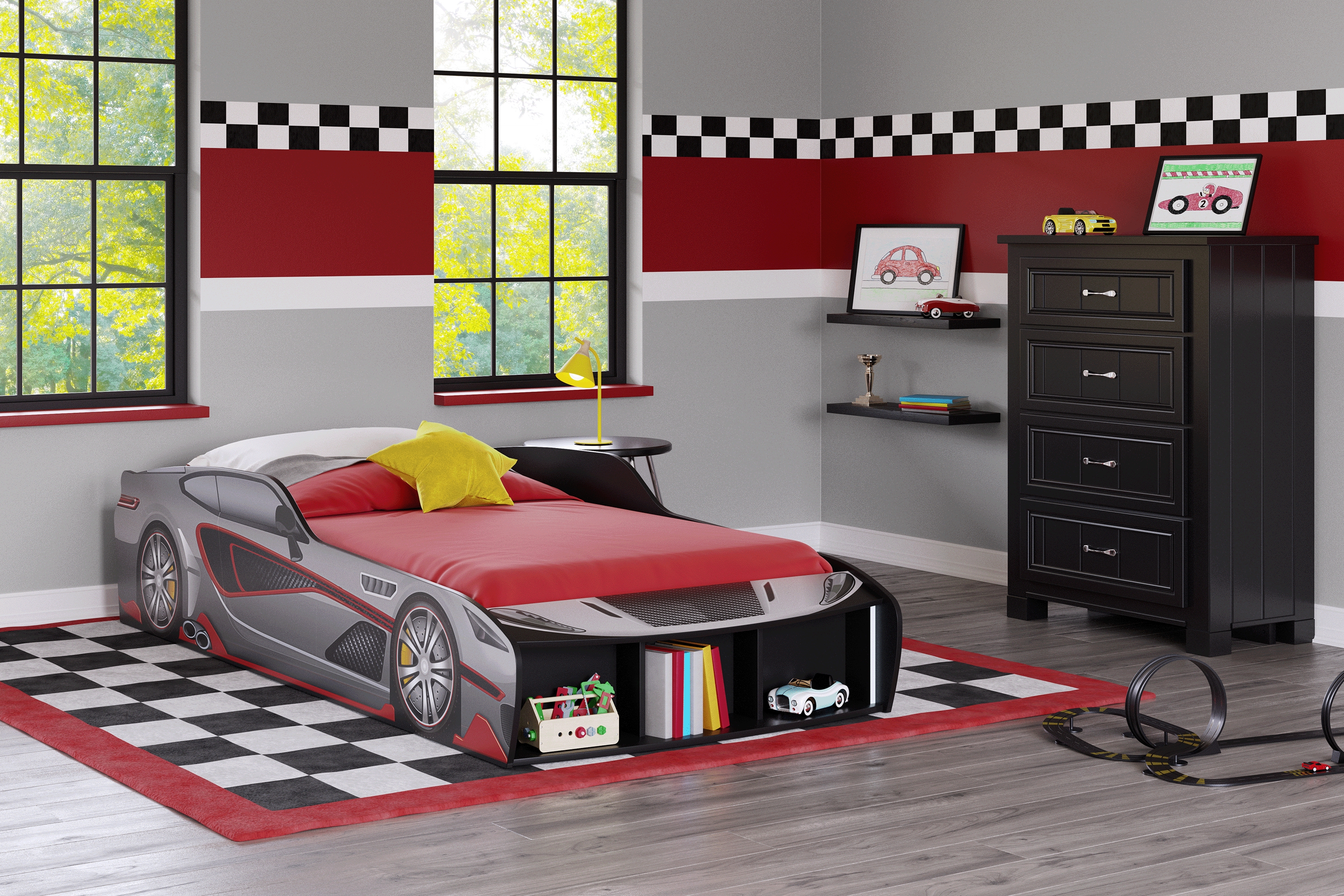 Kids Rocket Fuel Gray Twin Car Bed - Thumbnail - Image 2