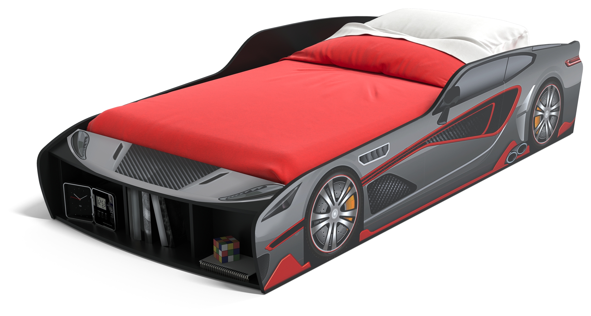 Kids Rocket Fuel Gray Twin Car Bed - Thumbnail - Image 1