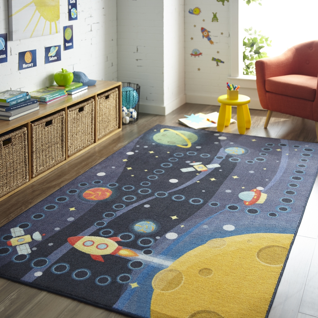 Kids Rocket Games Navy 5' x 8' Rug - Thumbnail - Image 2