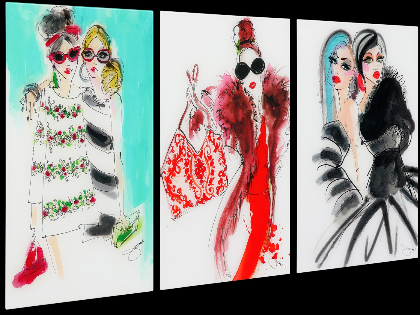 Kids Runway Friends White Glass Wall Art - Thumbnail - Image 2