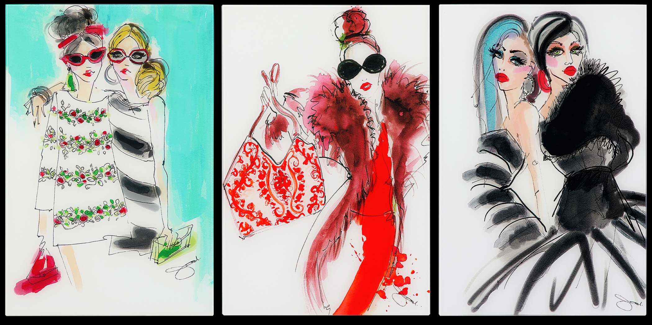 Kids Runway Friends White Glass Wall Art - Thumbnail - Image 1