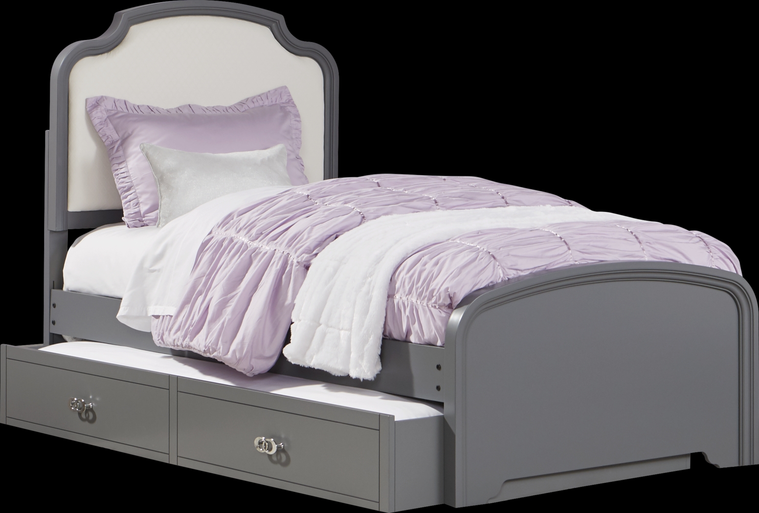 Kids Rylee Gray 4 Pc Twin Upholstered Bedroom with Twin Storage Trundle - Thumbnail - Image 2