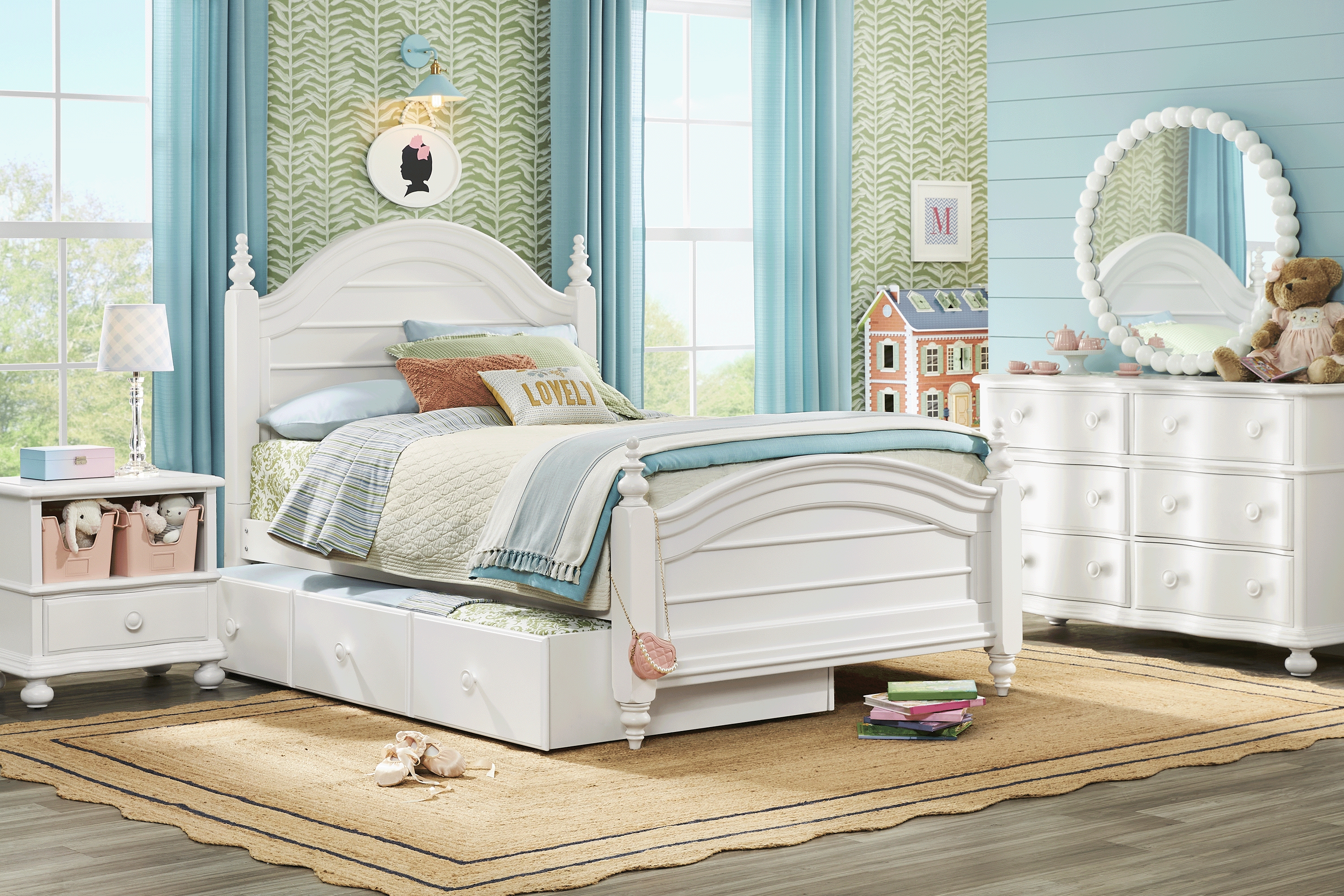 Kids San Simeon White Full Poster Bedroom - Thumbnail - Image 1