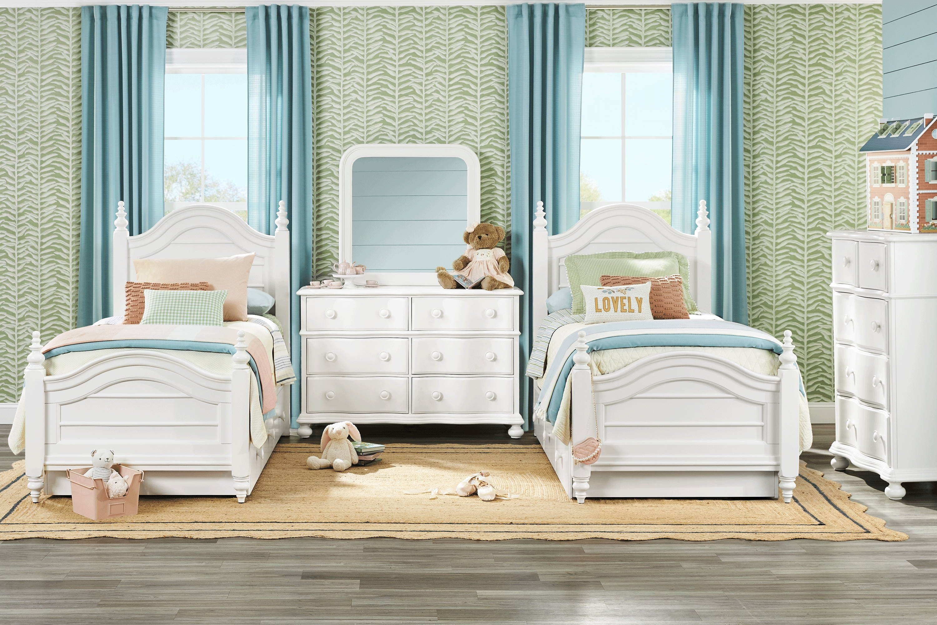 Kids San Simeon White Twin Poster Bedroom - Thumbnail - Image 1