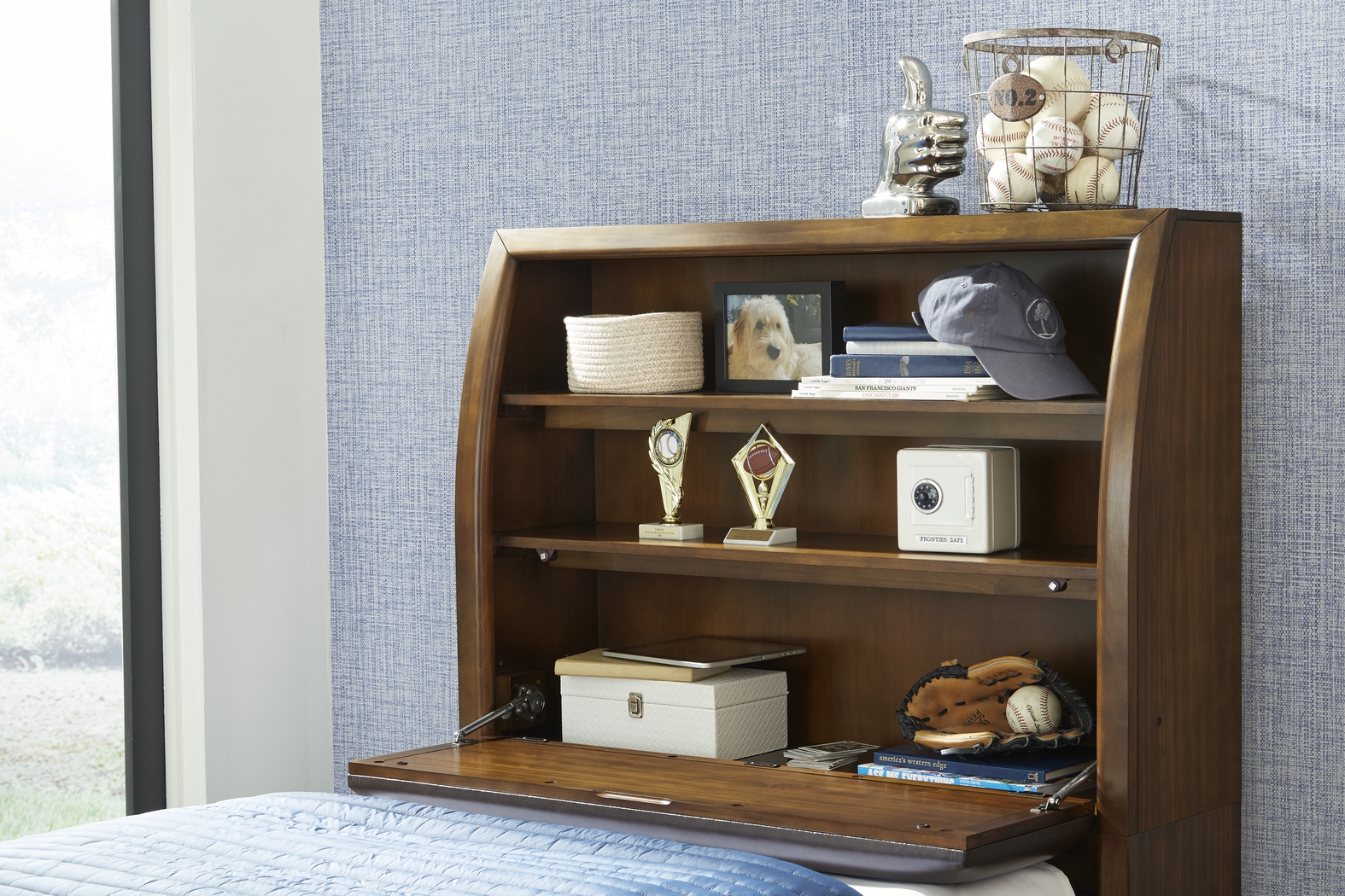 Kids Santa Cruz Brown Cherry Twin Bookcase Bedroom - Thumbnail - Image 3