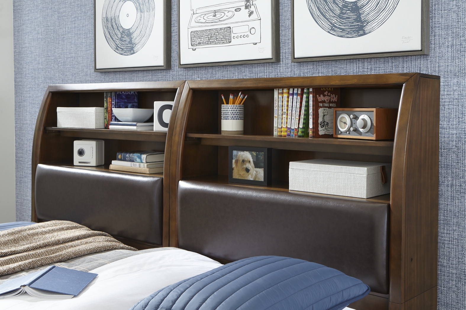 Kids Santa Cruz Brown Cherry Twin Bookcase Wall Bed - Thumbnail - Image 3